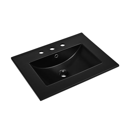 24" 3-Hole Widespread Vanity Sink Top in Glossy Black