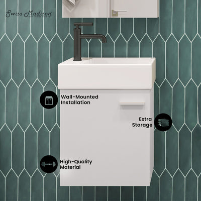 Colmer 18" Wall-Mounted Bathroom Vanity in White with Sink Top