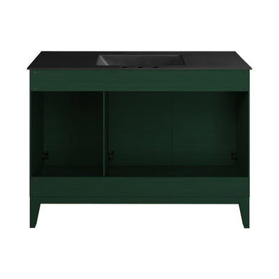 Cascade 48" Freestanding Bathroom Vanity in Green Oak with Black 3-Hole Widespread Sink Top