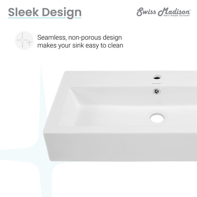 Voltaire 32" Rectangle Vessel Sink in Glossy White with Faucet Mount