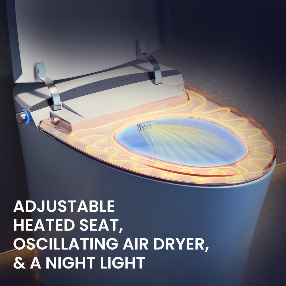 Viro Smart Tankless Elongated Toilet and Bidet, Touchless Vortex Dual-Flush 1.1/1.6 gpf