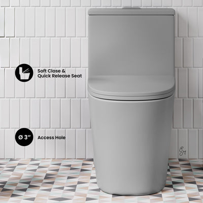 Dreux One Piece Elongated Dual Flush Toilet in Matte Gray 0.95/1.26 GPF