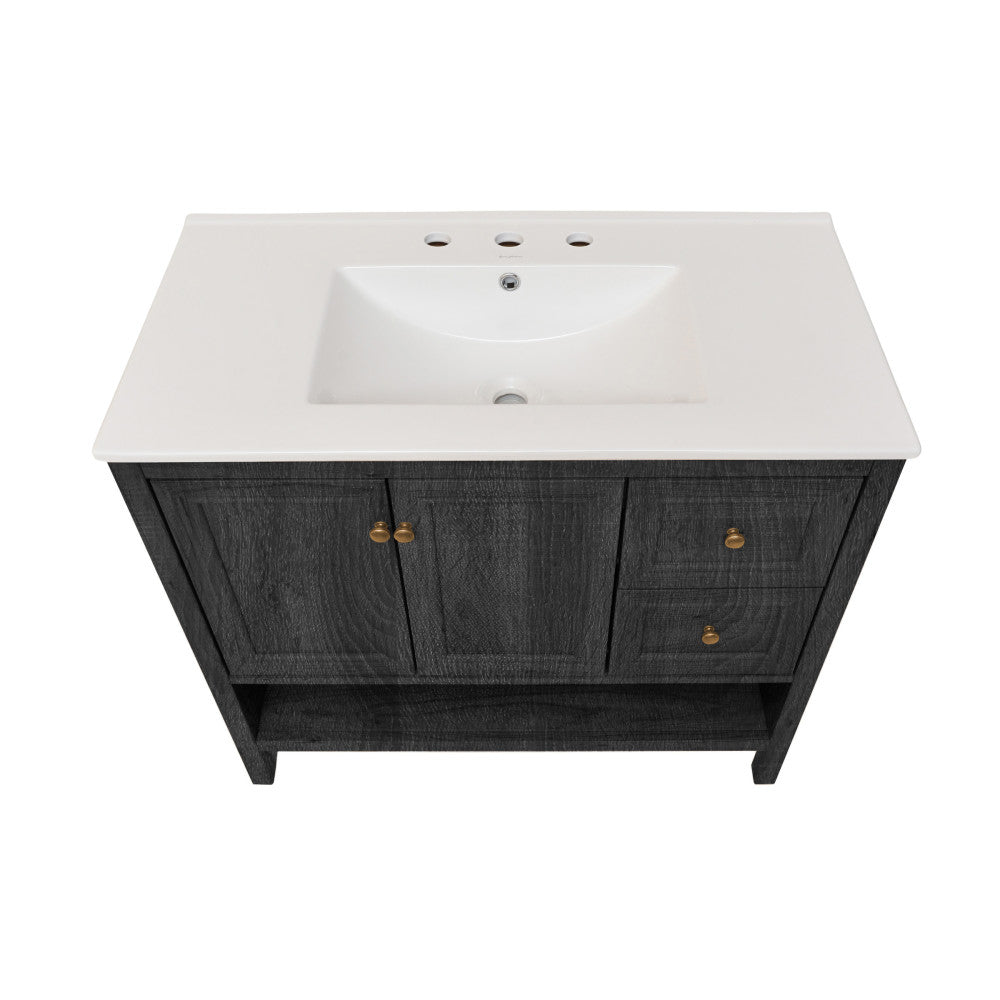 Chateau 36" Freestanding Bathroom Vanity in Black Oak with 3-Hole Widespread Sink Top