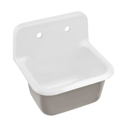 Loire 22" Cast Iron Rectangle Wall-Mounted Sink in Glossy Taupe