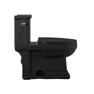 Voltaire One-Piece Elongated Toilet Left Side Flush Handle 1.28 gpf in Matte Black