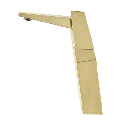 Carre Single Hole, Single-Handle, High Arc Bathroom Faucet in Brushed Gold