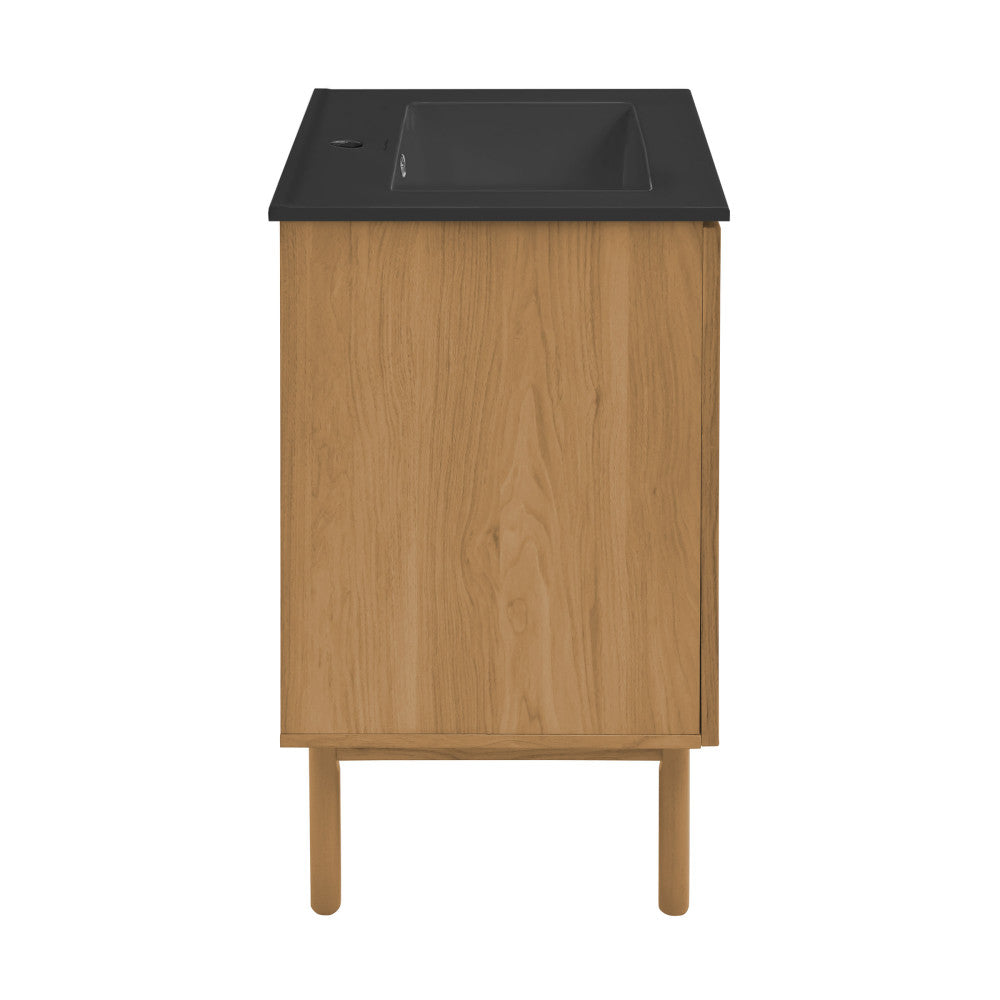 Classe 18" Freestanding Bathroom Vanity in Golden Oak with Black Sink Top