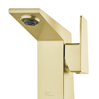 Carre Single Hole, Single-Handle, Bathroom Faucet in Brushed Gold