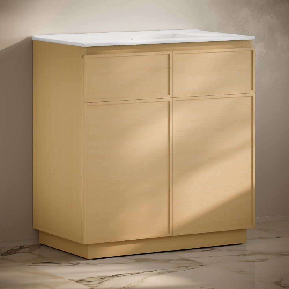 St. Tropez 36" Freestanding Bathroom Vanity in Natural Oak with Sink Top