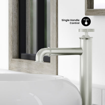 Avallon Single Hole, Single-Handle Wheel, High Arc Bathroom Faucet in Brushed Nickel