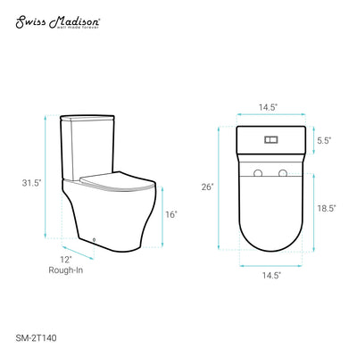 Lune Two-Piece Elongated Toilet Dual-Flush 1.1/1.6 gpf