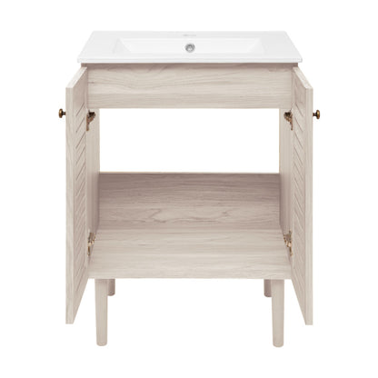 Bron 24" Freestanding Bathroom Vanity in White Oak with Sink Top