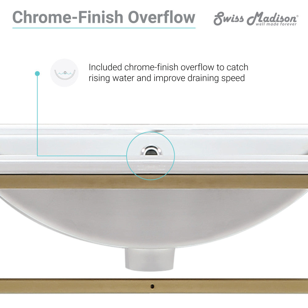 36-inch wall-mount bathroom vanity with gold metal frame and open storage shelf.