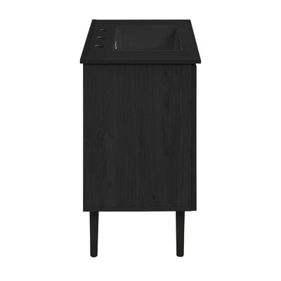 Bron 36" Freestanding Bathroom Vanity in Black Oak with Black 3-Hole Widespread Sink Top