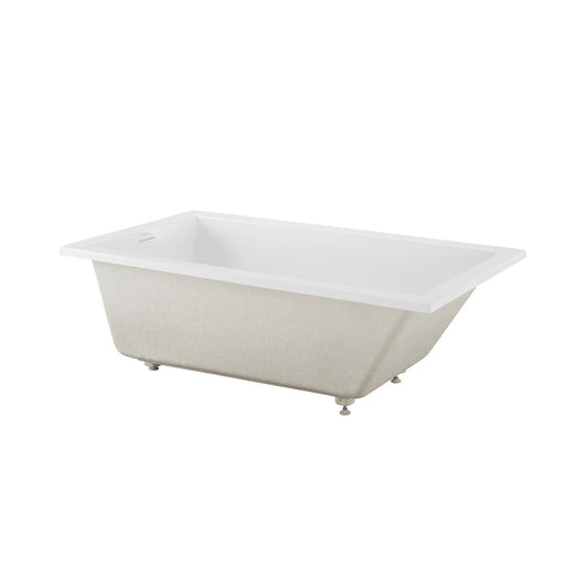 Voltaire 66 x 36 Reversible Drain Soaking Drop-in Bathtub in Glossy White with Integrated Overflow, Drain Included