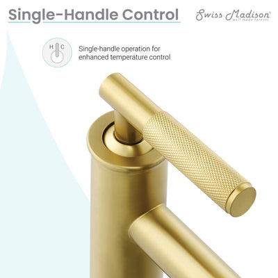 Avallon Single Hole, Single-Handle Sleek, High Arc Bathroom Faucet in Brushed Gold