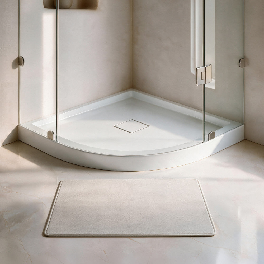 Marquette 38" x 38" Round Corner Double-Threshold Shower Pan Base with Center Drain in Glossy White