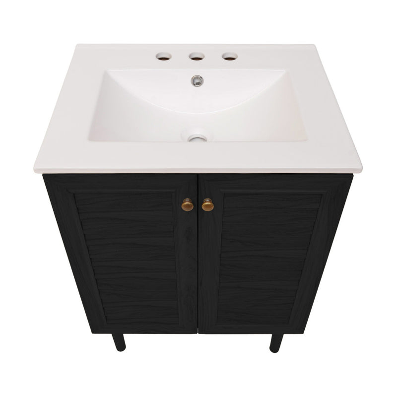 Bron 24" Freestanding Bathroom Vanity in Black Oak with 3-Hole Widespread Sink Top