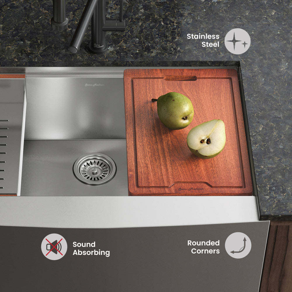 Rivage 30 x 22 Single Basin Apron Kitchen Workstation Sink