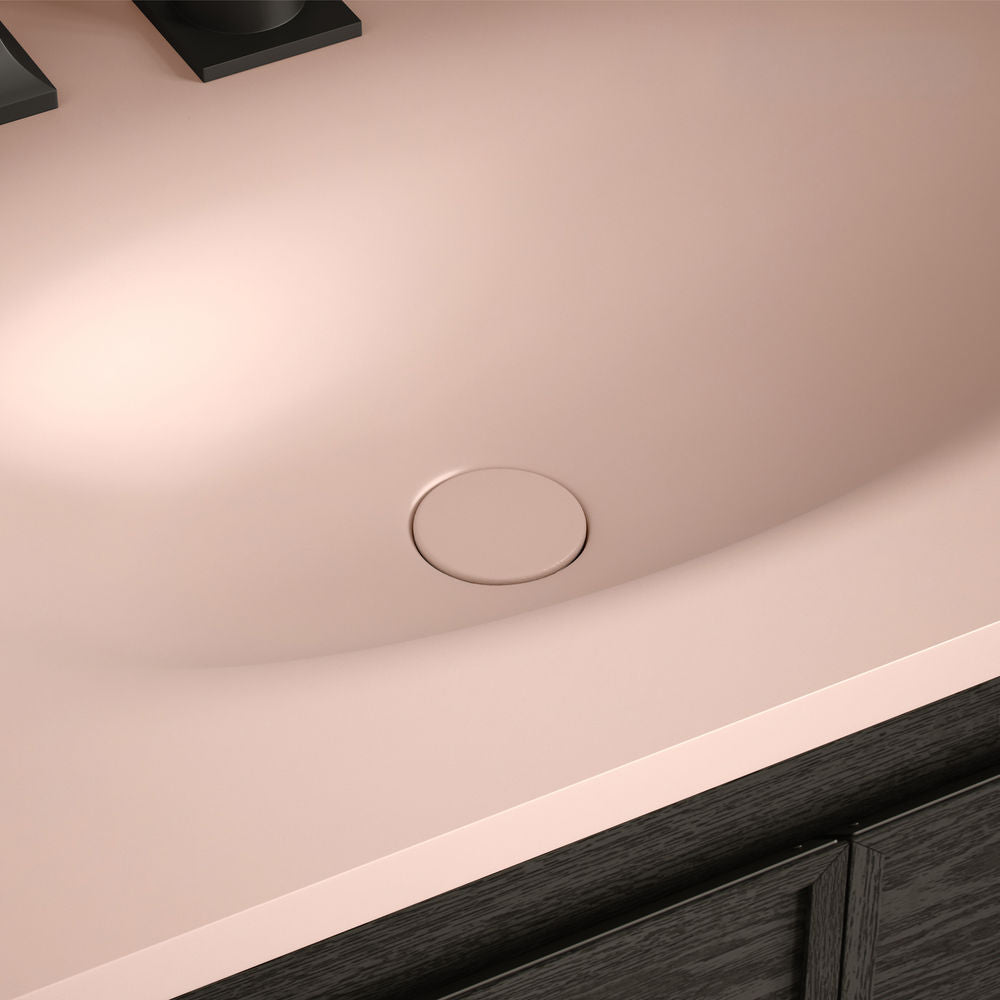 Lisse Concrete Bathroom Sink Non-Overflow Pop Up Drain in Matte Blush
