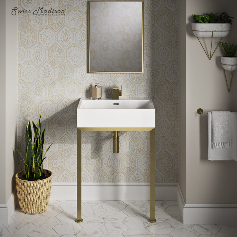 Concorde 24" Rectangle Console Sink with Brushed Gold Legs