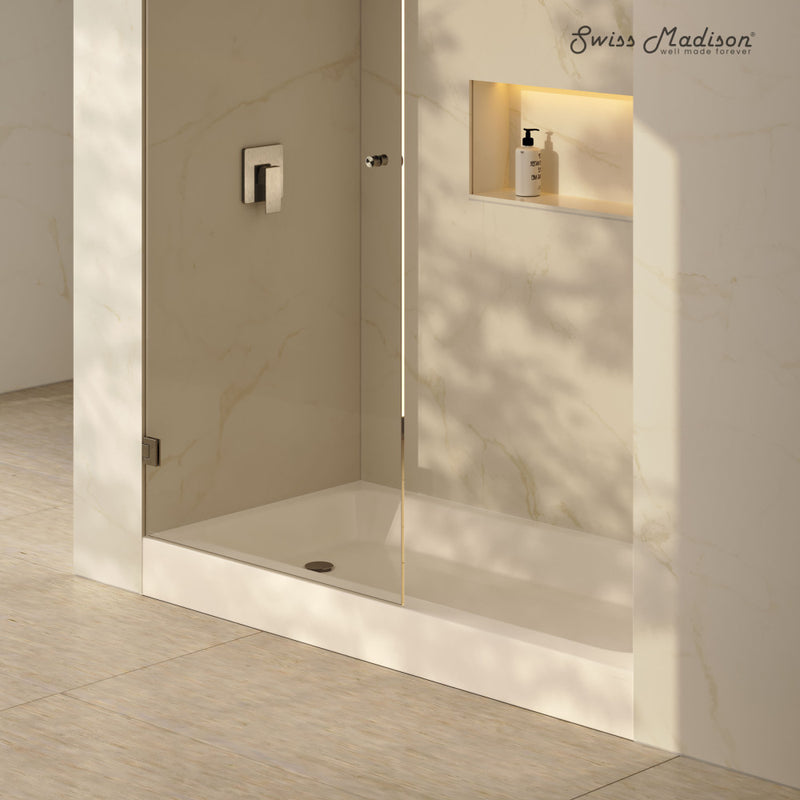 Voltaire 60 x 30 Shower Pan Base with Left Drain in Glossy Bisque