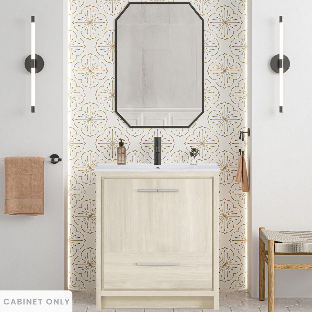 Virage 30" Freestanding Bathroom Vanity in White Oak without Sink Top