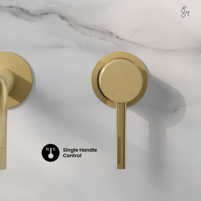 Ivy Single-Handle Wall Mount Bathroom Faucet in Brushed Gold