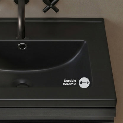 18" Zero Hole Vanity Sink Top in Matte Black