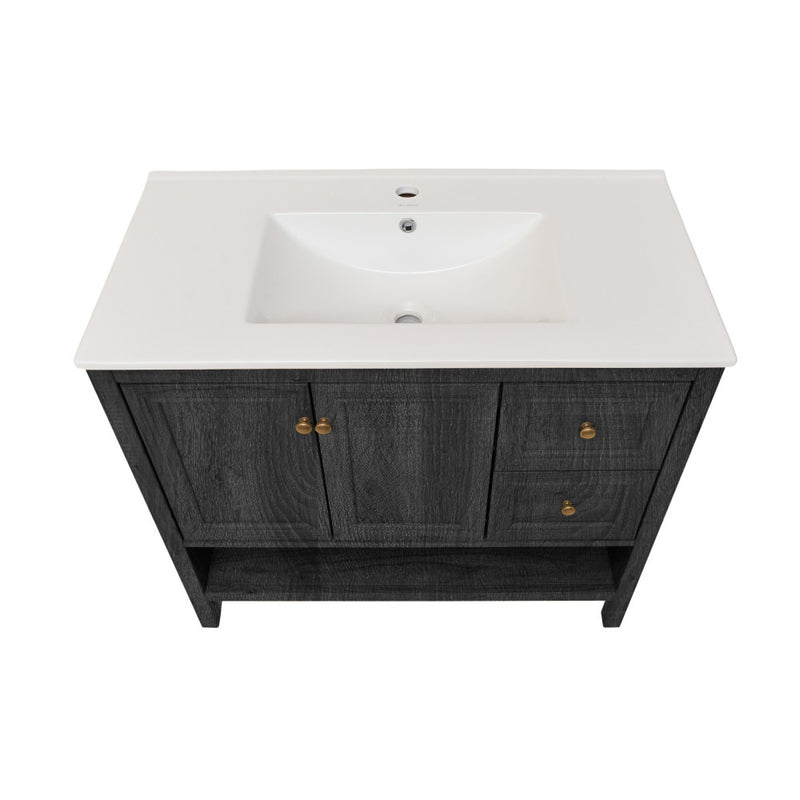 Chateau 36" Freestanding Bathroom Vanity in Black Oak with Sink Top