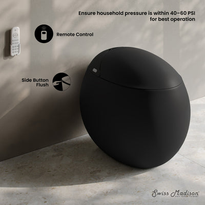 Plaisir Smart One-Piece 1.28 GPF Single Flush Toilet in Matte Black