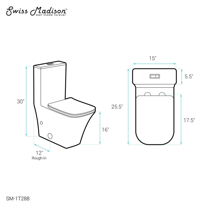 Eclair One-Piece Square Toilet Dual-Flush 0.8/1.28 gpf