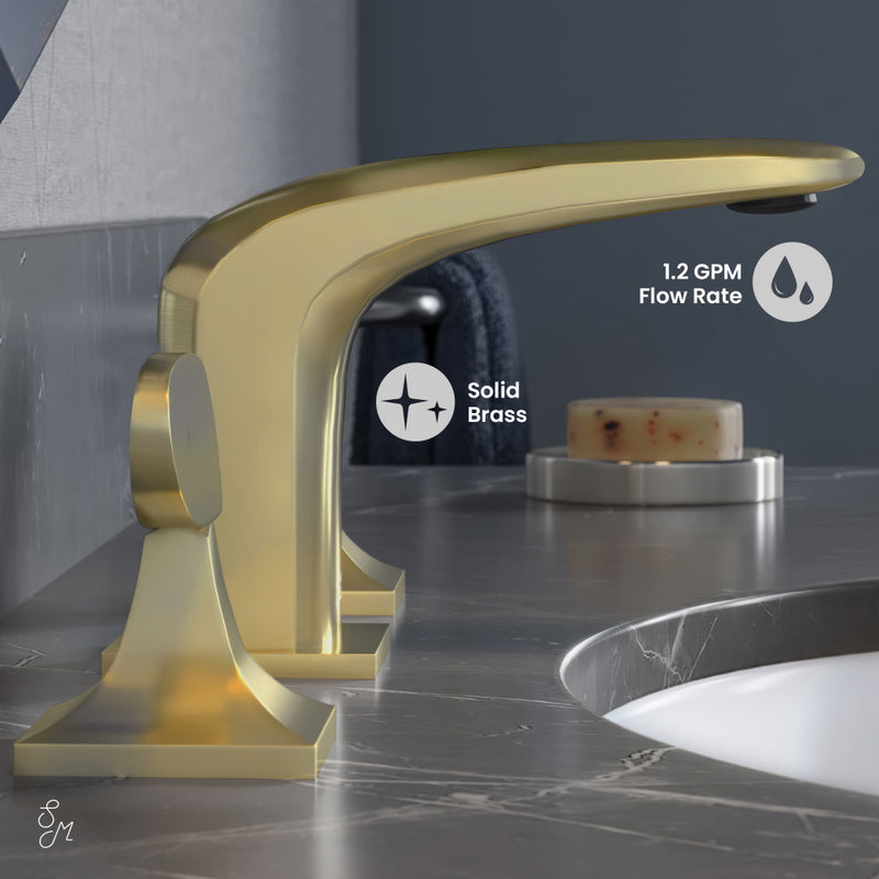Chateau 8 in. Widespread, 2-Handle, Bathroom Faucet in Brushed Gold
