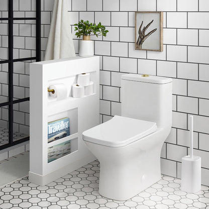 Carre One Piece Square Toilet Dual Flush, Brushed Gold Hardware 1.1/1.6 gpf