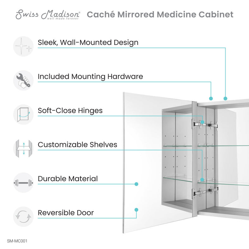 Cache 20 in. x 30 in. Mirrored Aluminum Medicine Cabinet