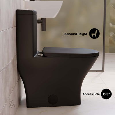 Sublime II One-Piece 12" Rough-in 1.1/1.6 GPF Dual Top Flush Round Compact Toilet in Matte Black