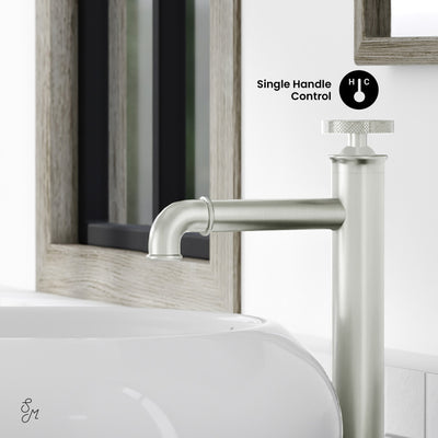 Avallon Single Hole, Single-Handle Wheel, High Arc Bathroom Faucet in Brushed Nickel