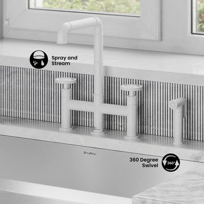 Avallon Pro Widespread Kitchen Faucet with Side Sprayer in Matte White