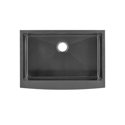 Rivage 30 x 21 Stainless Steel, Single Basin, Farmhouse Kitchen Sink with Apron in Black