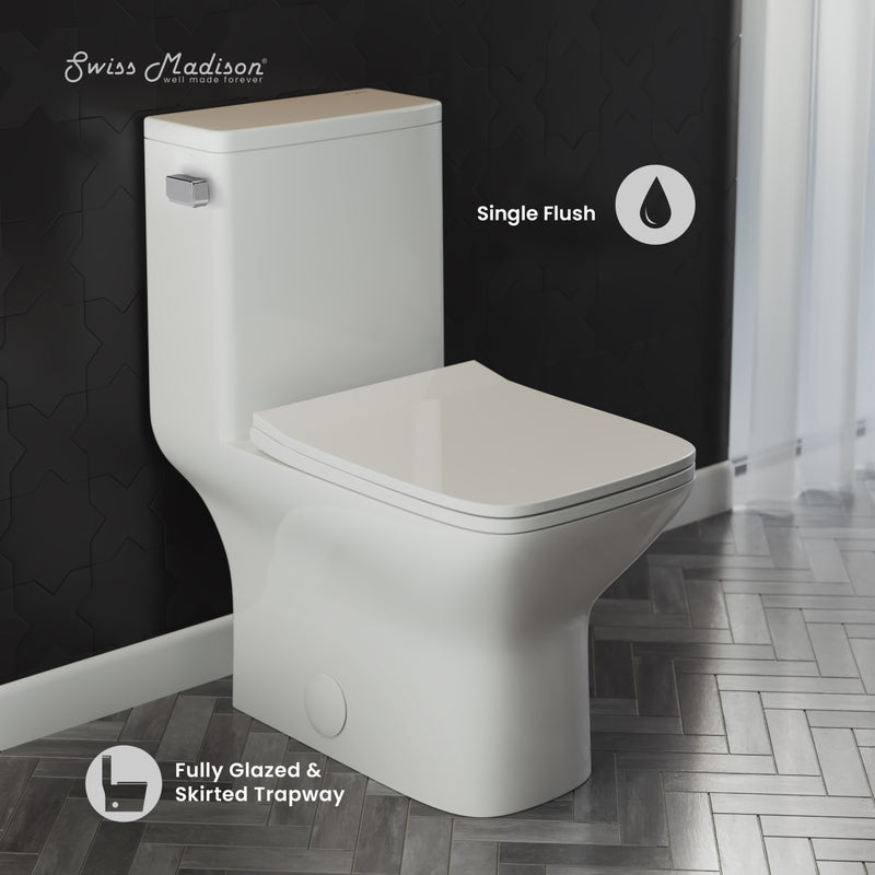 Carre One Piece Square Toilet Left Side Flush, 10" Rough-In 1.28 gpf