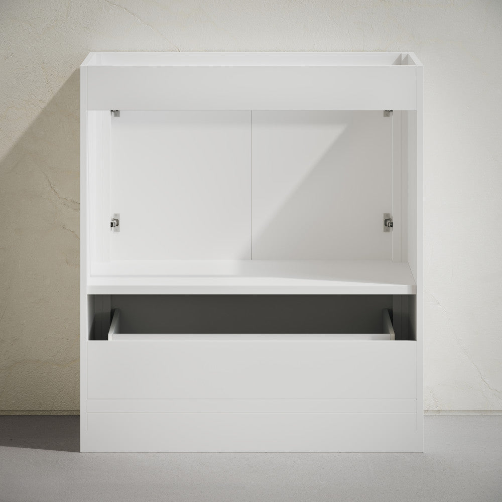 Virage 30" Freestanding Bathroom Vanity in White without Sink Top