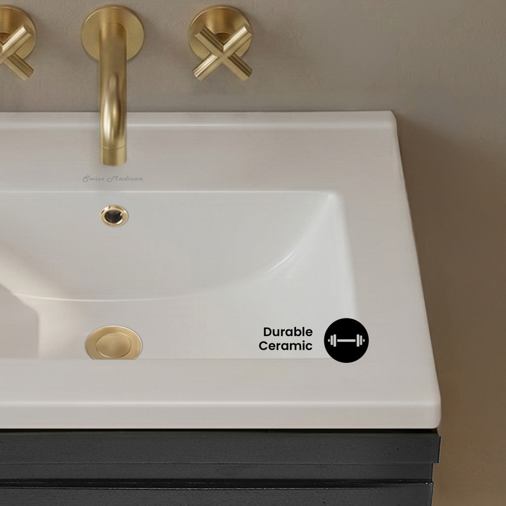18" Zero Hole Vanity Sink Top in Glossy White
