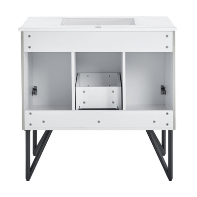 Annecy 36" Freestanding Bathroom Vanity in Gray with Sink Top