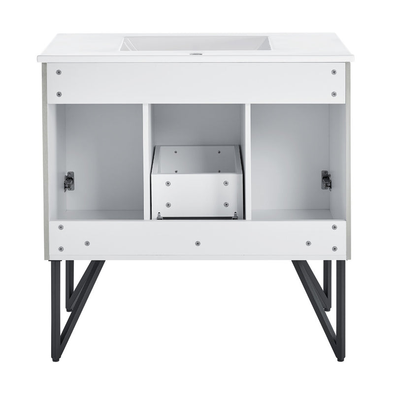Annecy 36" Freestanding Bathroom Vanity in Gray with Sink Top