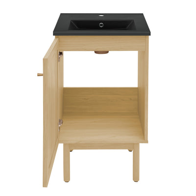 Classe 18" Freestanding Bathroom Vanity in Natural Oak with Black Sink Top