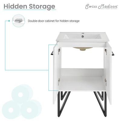 Annecy 24" Freestanding Bathroom Vanity in Mondrian White with Sink Top