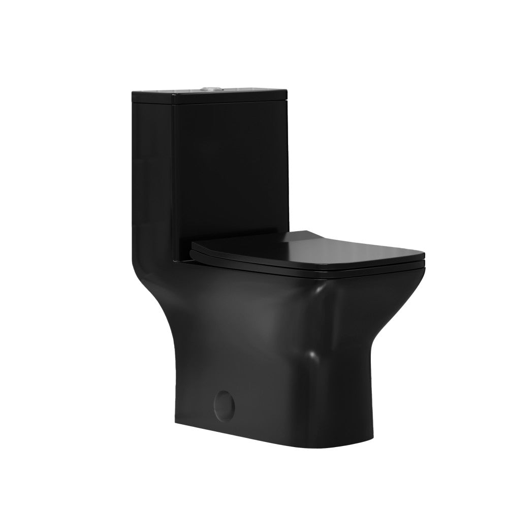 Carre One-Piece 12" Rough-in 1.1/1.6 GPF Dual Top Flush Square Toilet in Glossy Black