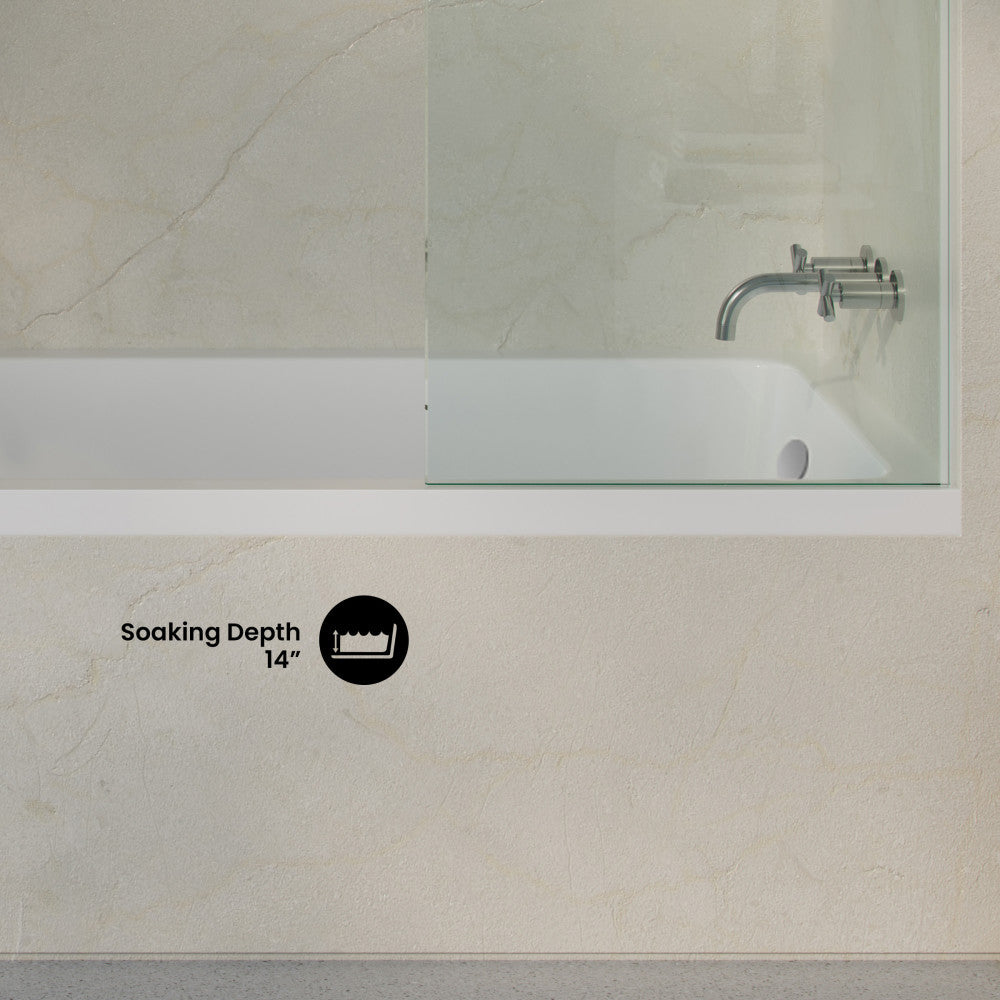 Voltaire 72 x 36 Right Drain Soaking Alcove Bathtub in Glossy White with Integrated Armrest