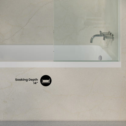 Voltaire 72 x 36 Right Drain Soaking Alcove Bathtub in Glossy White with Integrated Armrest