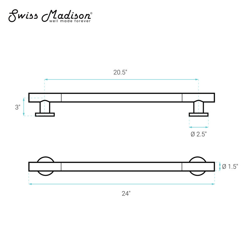 Auvergne 24" Grab Bar in Matte White